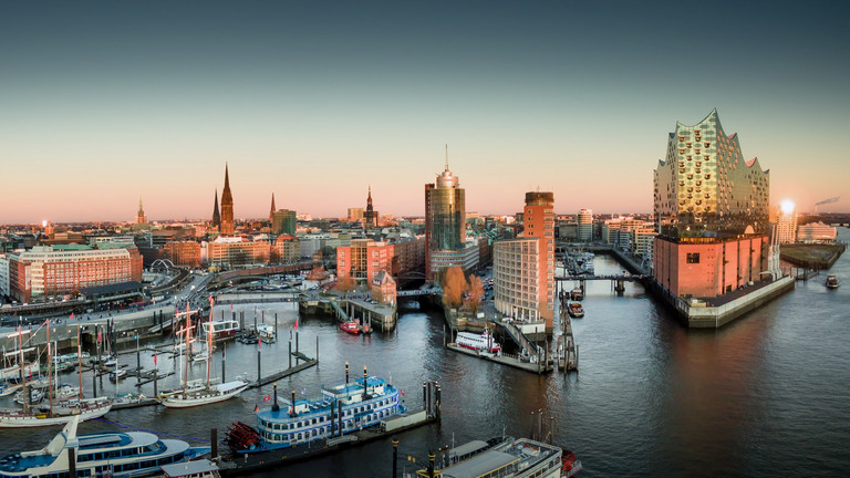 View of the Hamburg skyline from the Port of Hamburg View of the Hamburg skyline from the Port of Hamburg
